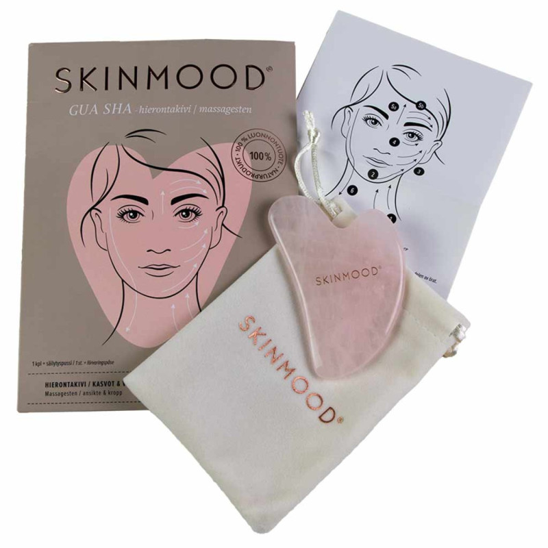 Skin Mood Gua sha Beauty Tool ruusukvartsi + pussi