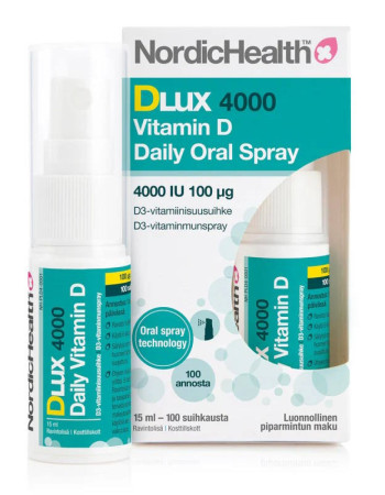Nordic Health Dlux 4000 Daily Oral Spray - D3-vitamiinisuihke 100 µg 15 ml vahva!